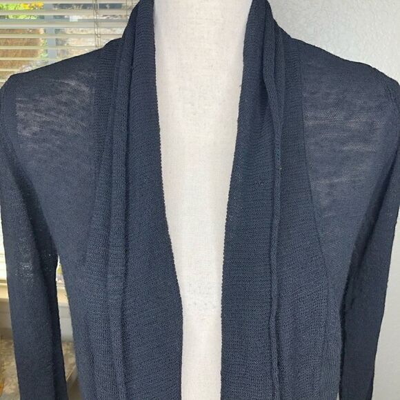 Margaret O’Leary Linen Blend Black One Button Cardigan Sweater - Picture 2 of 14